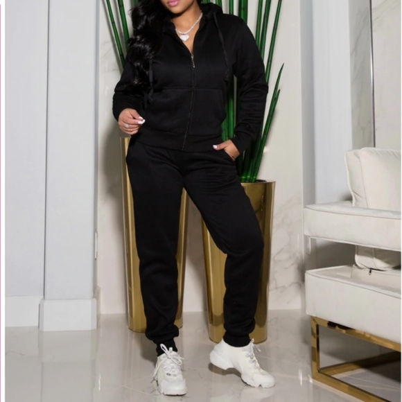 Black Velour Lounge Pants - Picture 1 of 5